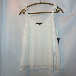 NWT Zac & Rachel Women's White Lace Overlay Tank Top Size M Boho Whimsy Hippie